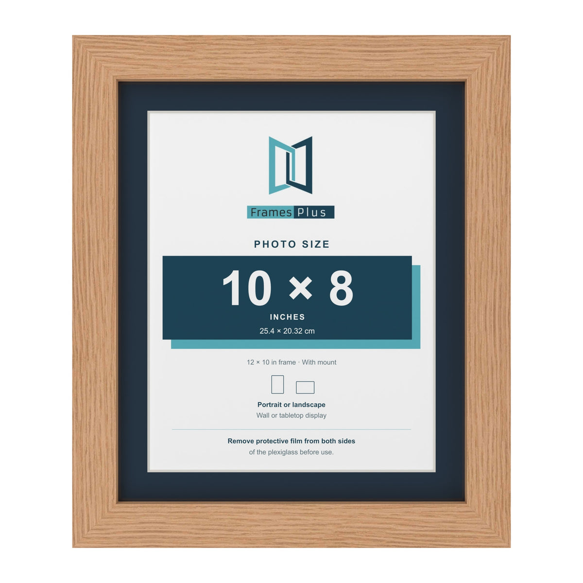Oak 12 x 10 inch picture frame with a Pacific Blue mount for a 10 x 8 inch photo