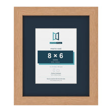Oak 12 x 10 inch picture frame with a Pacific Blue mount for an 8 x 6 inch photo