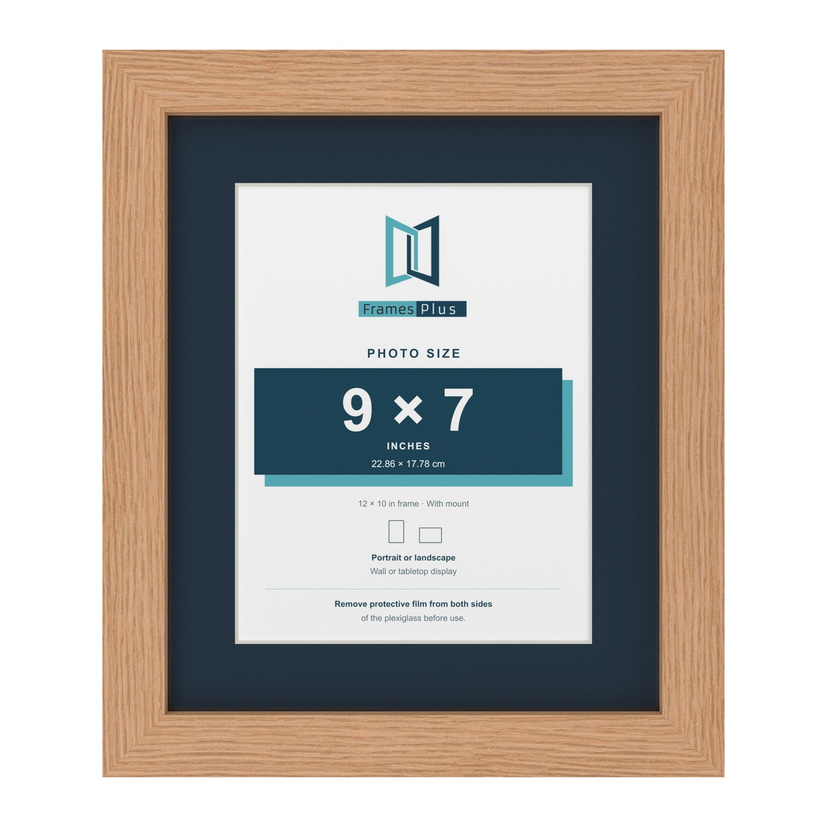 Oak 12 x 10 inch picture frame with a Pacific Blue mount for a 9 x 7 inch photo