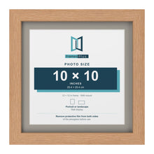 Oak 12 x 12 inch picture frame with a Dawn Grey mount for a 10 x 10 inch photo