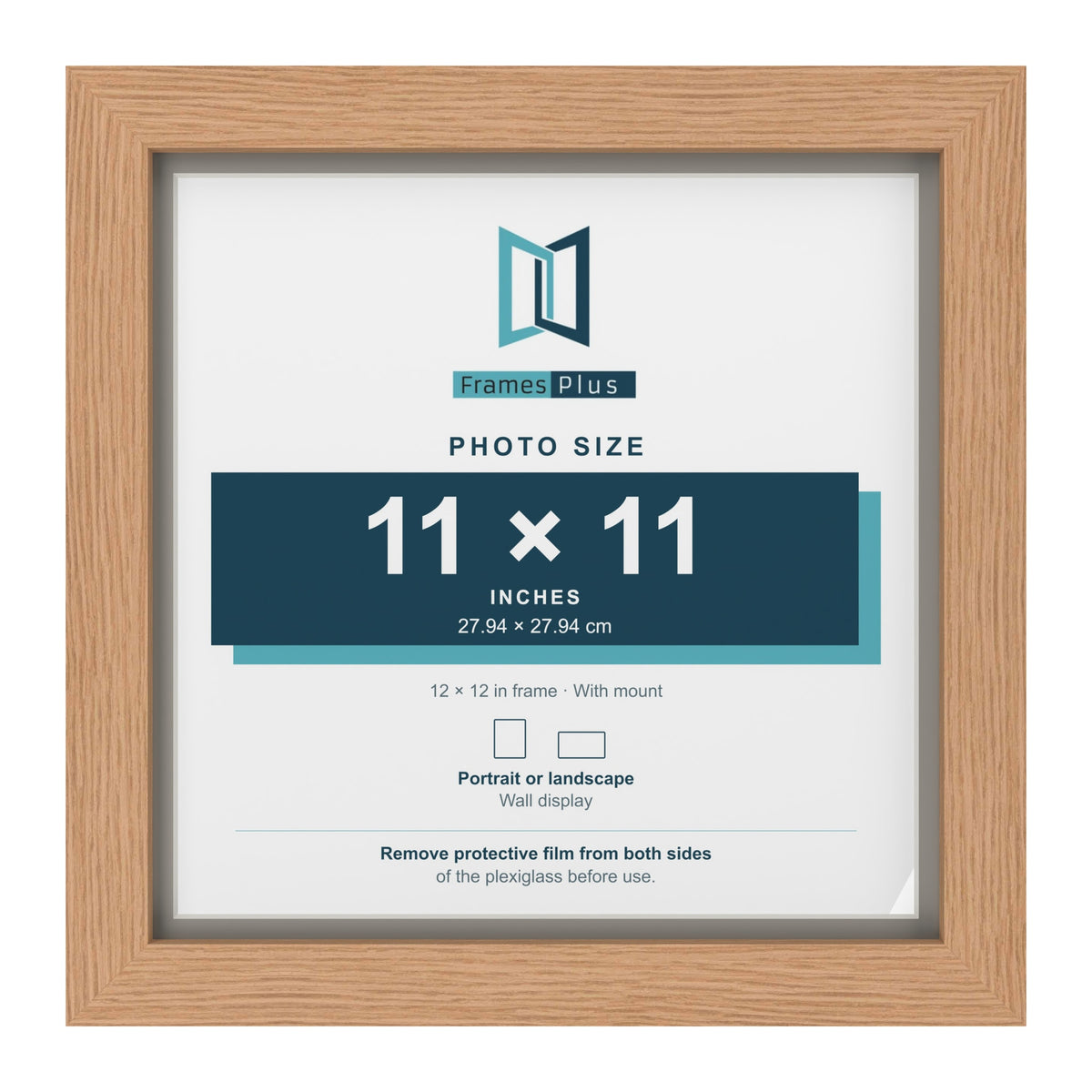 Oak 12 x 12 inch picture frame with a Dawn Grey mount for an 11 x 11 inch photo