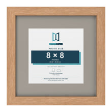 Oak 12 x 12 inch picture frame with a Dawn Grey mount for an 8 x 8 inch photo