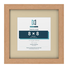 Oak 12 x 12 inch picture frame with an ivory mount for an 8 x 8 inch photo