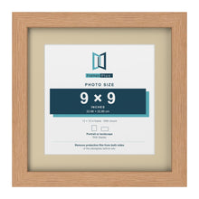 Oak 12 x 12 inch picture frame with an ivory mount for a 9 x 9 inch photo