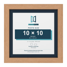Oak 12 x 12 inch picture frame with a Pacific Blue mount for a 10 x 10 inch photo