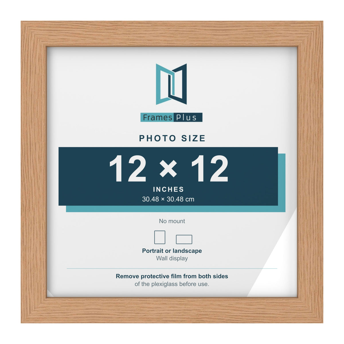 Oak picture frame for a 12 x 12 inch photo