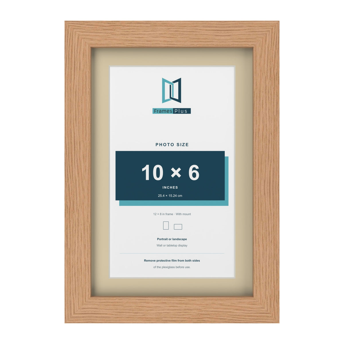 Oak 12 x 8 inch picture frame with an ivory mount for a 10 x 6 inch photo