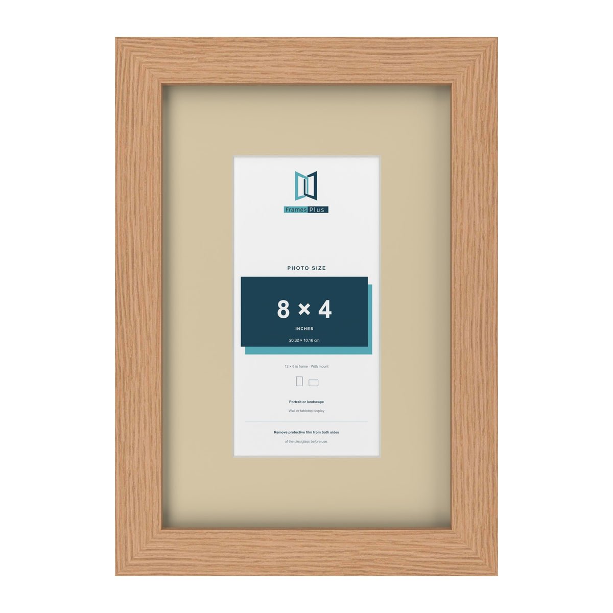 Oak 12 x 8 inch picture frame with an ivory mount for an 8 x 4 inch photo