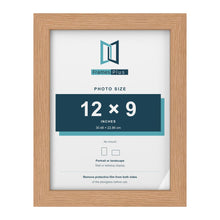 Oak picture frame for a 12 x 9 inch photo
