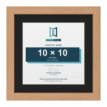 Oak 13 x 13 inch picture frame with a black mount for a 10 x 10 inch photo