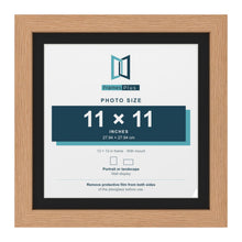 Oak 13 x 13 inch picture frame with a black mount for an 11 x 11 inch photo