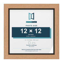 Oak 13 x 13 inch picture frame with a black mount for a 12 x 12 inch photo