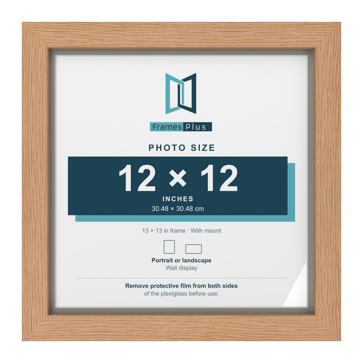 Oak 13 x 13 inch picture frame with a Dawn Grey mount for a 12 x 12 inch photo