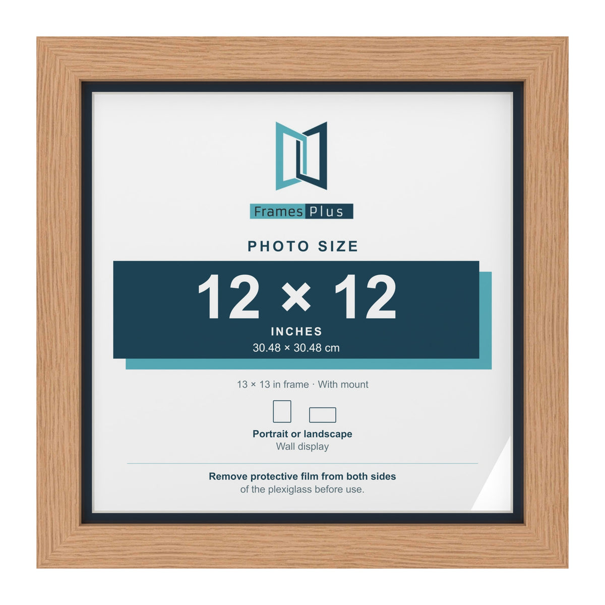 Oak 13 x 13 inch picture frame with a Pacific Blue mount for a 12 x 12 inch photo