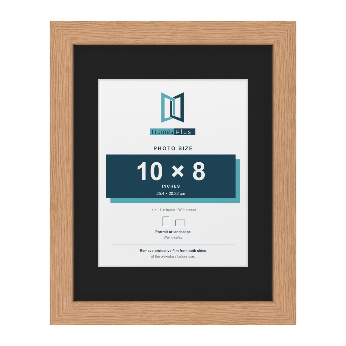 Oak 14 x 11 inch picture frame with a black mount for a 10 x 8 inch photo