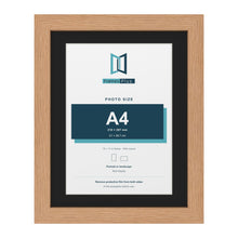 Oak 14 x 11 inch picture frame with a black mount for an A4 photo