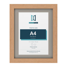 Oak 14 x 11 inch picture frame with a Dawn Grey mount for an A4 photo