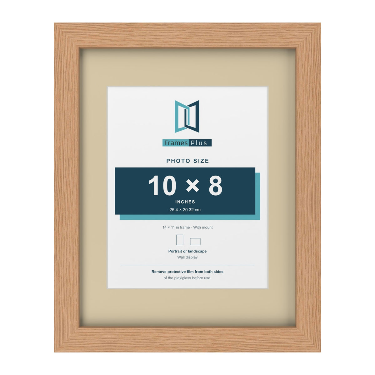 Oak 14 x 11 inch picture frame with an ivory mount for a 10 x 8 inch photo