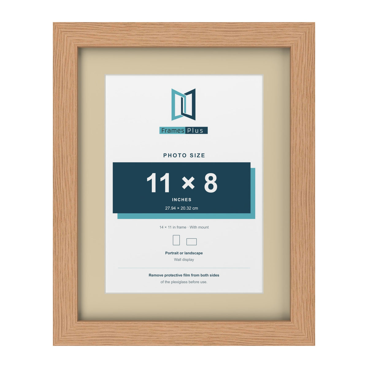 Oak 14 x 11 inch picture frame with an ivory mount for an 11 x 8 inch photo