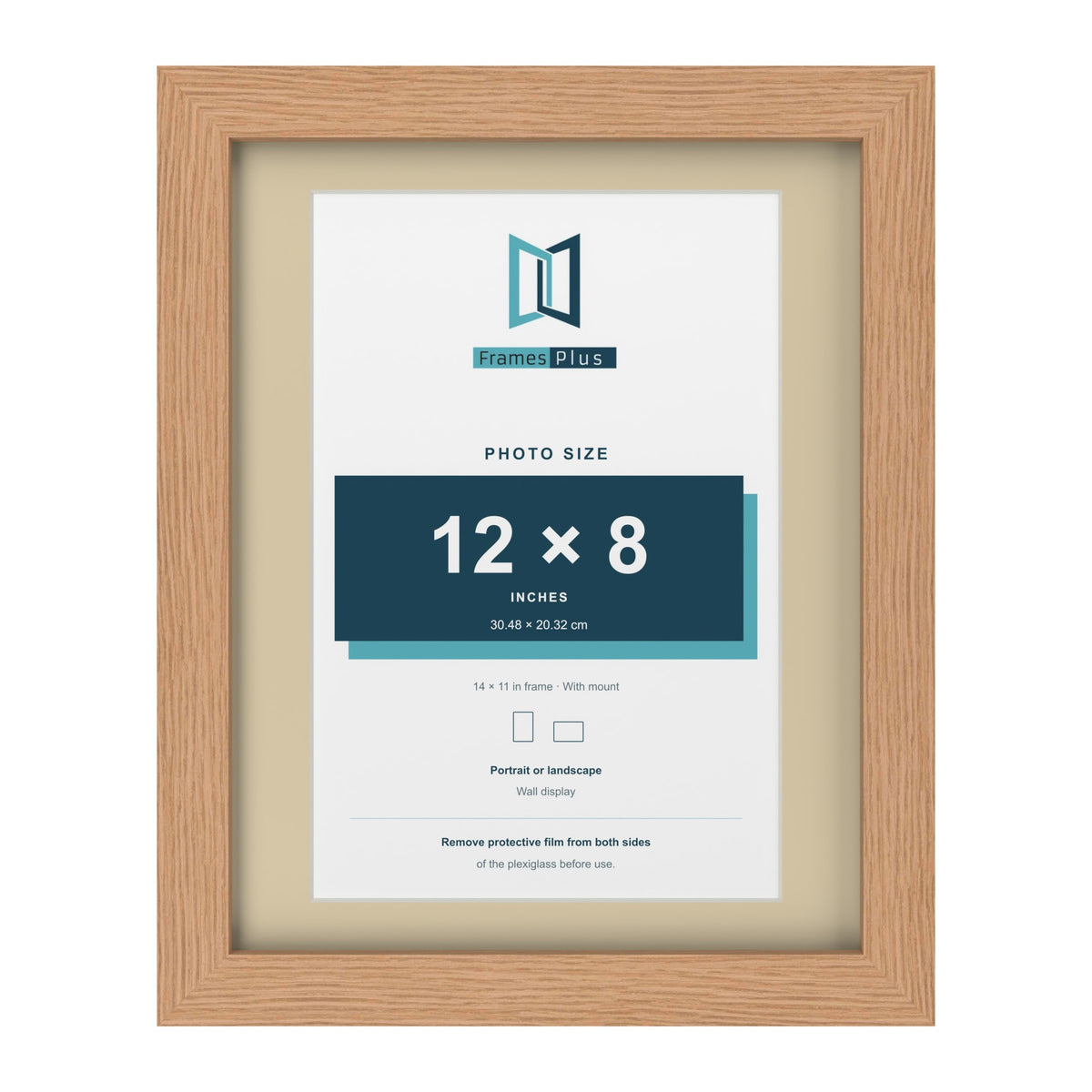 Oak 14 x 11 inch picture frame with an ivory mount for a 12 x 8 inch photo