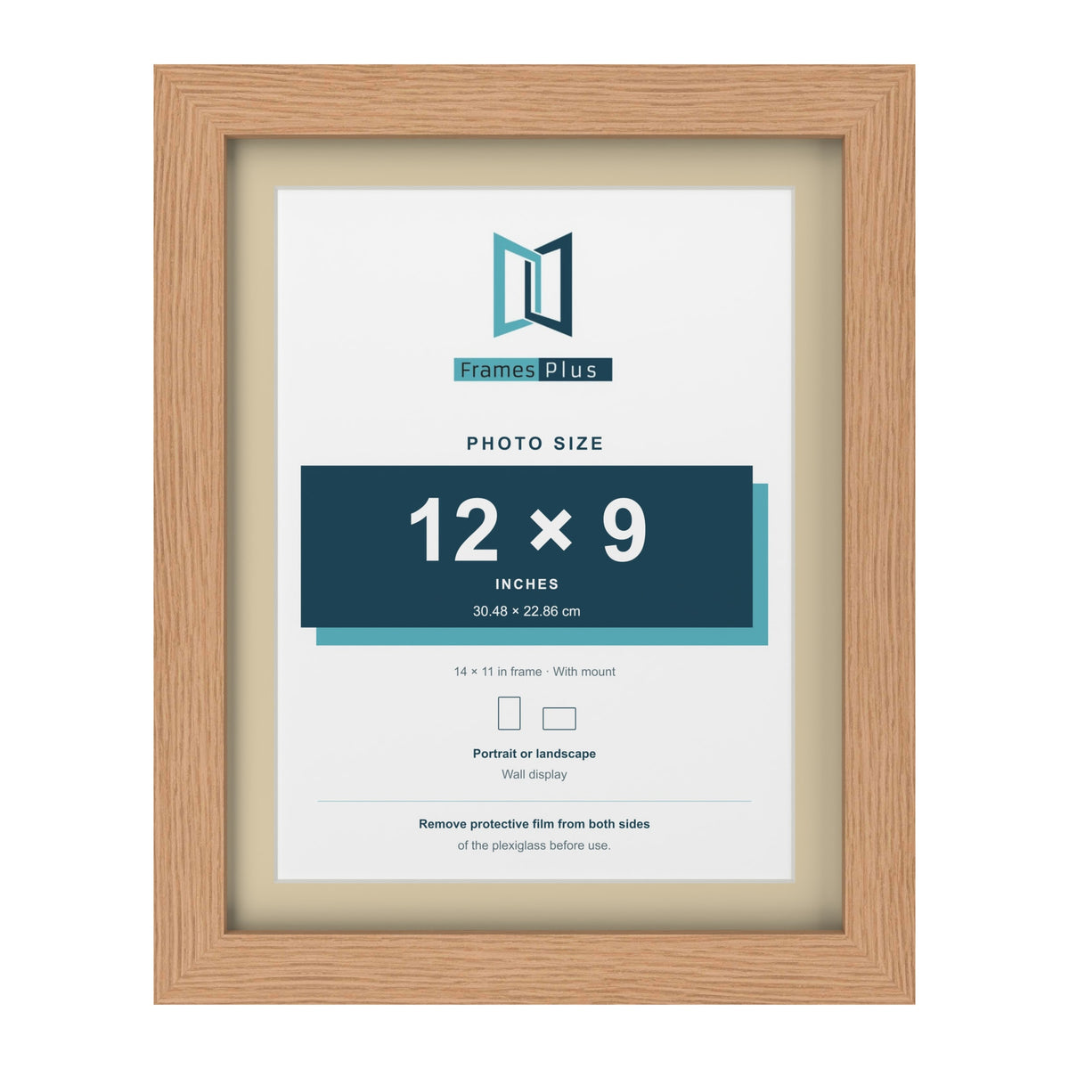 Oak 14 x 11 inch picture frame with an ivory mount for a 12 x 9 inch photo