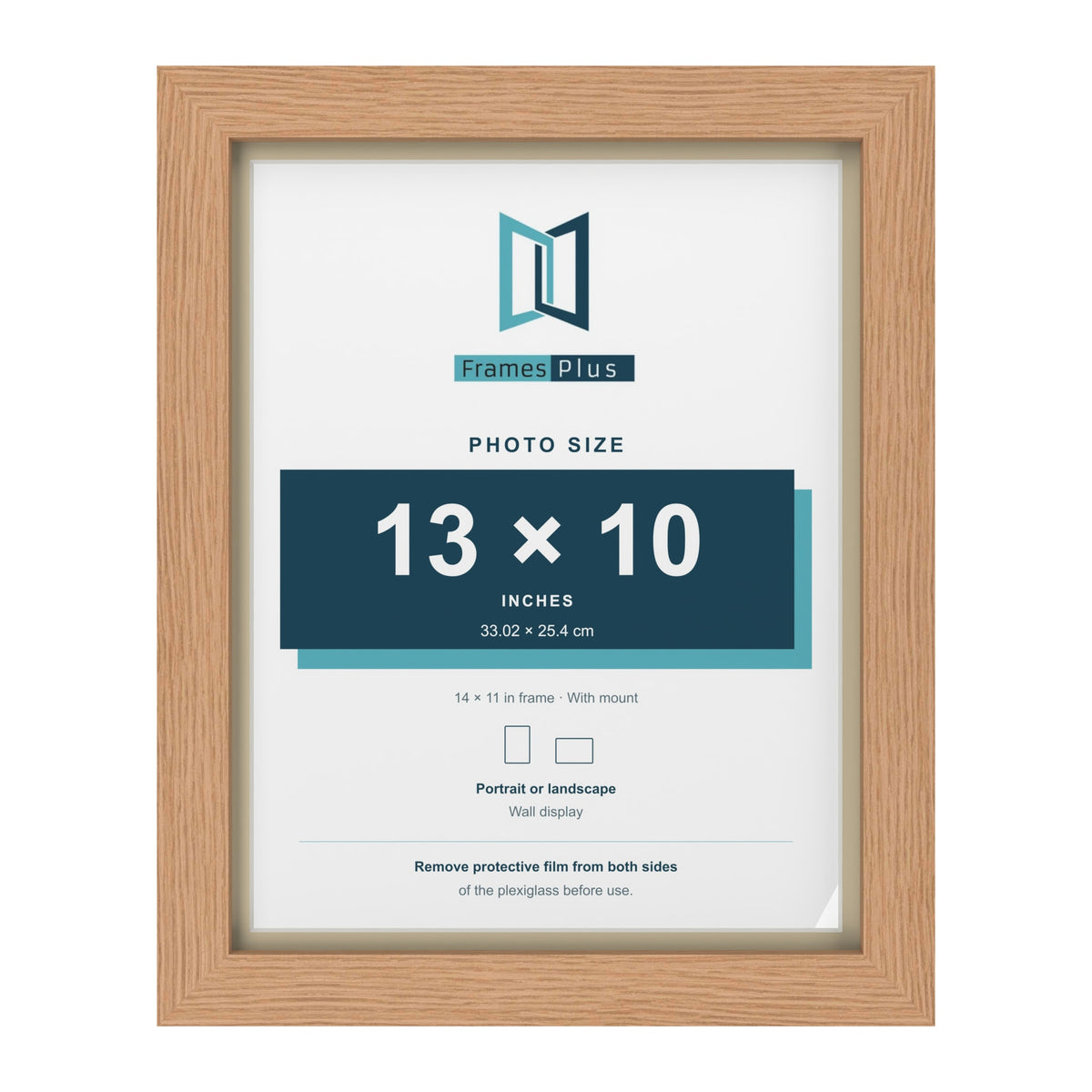 Oak 14 x 11 inch picture frame with an ivory mount for a 13 x 10 inch photo