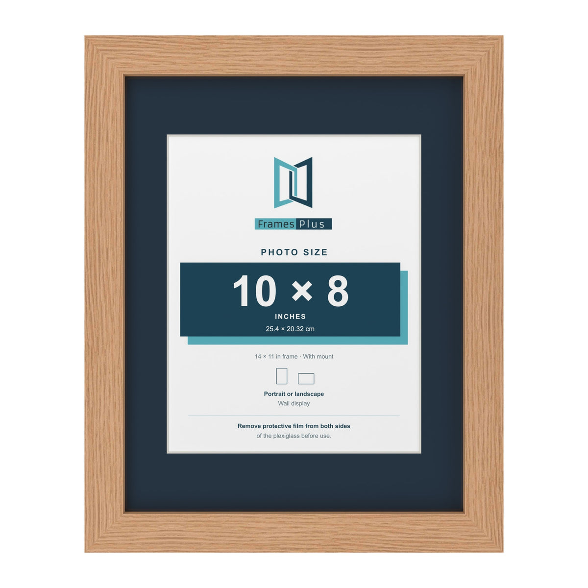Oak 14 x 11 inch picture frame with a Pacific Blue mount for a 10 x 8 inch photo