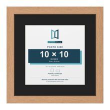 Oak 14 x 14 inch picture frame with a black mount for a 10 x 10 inch photo