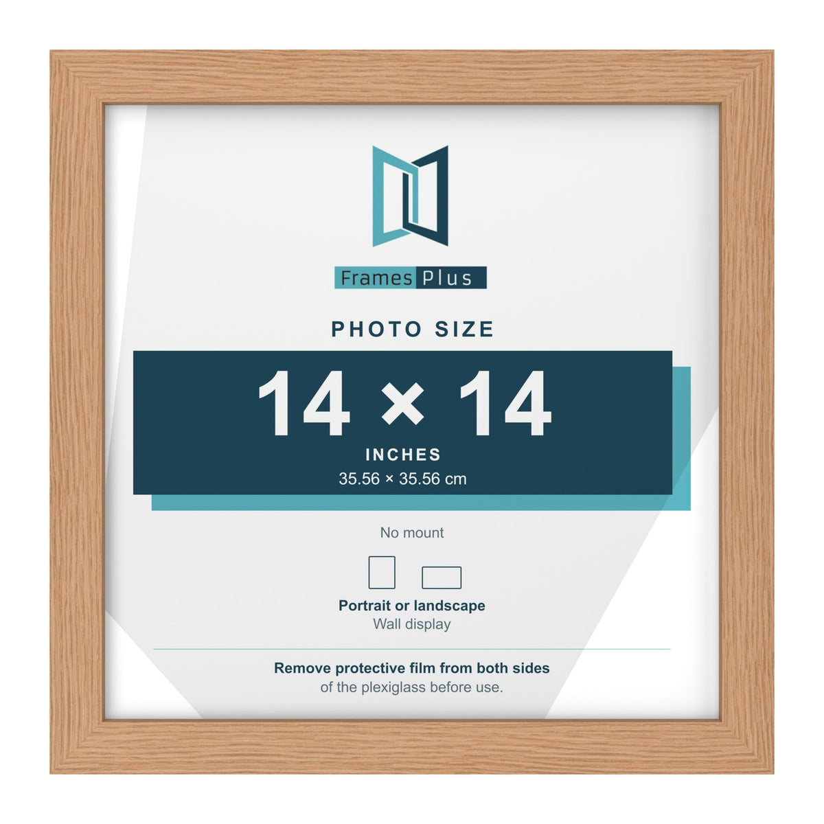 Oak picture frame for a 14 x 14 inch photo