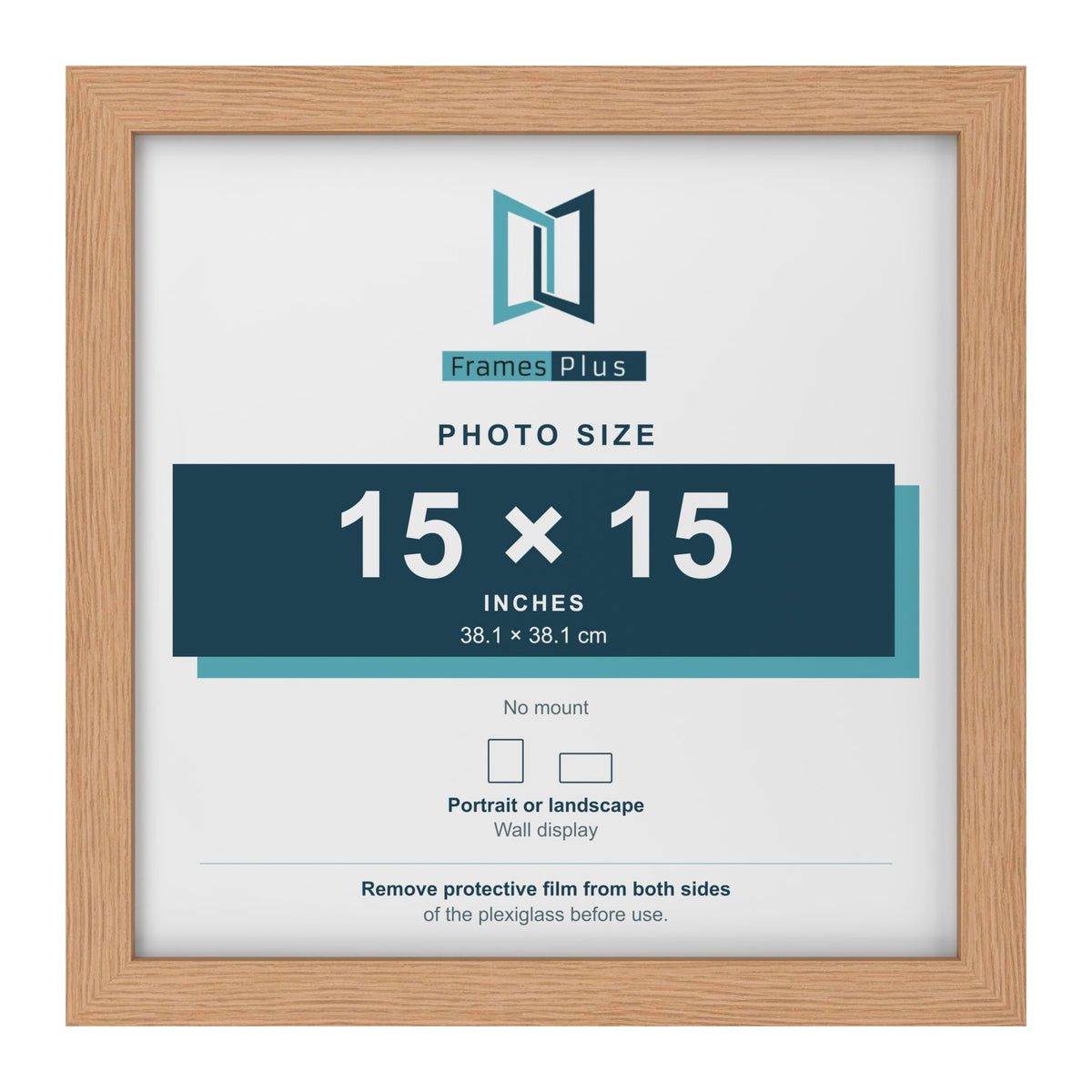 Oak picture frame for a 15 x 15 inch photo