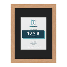 Oak 16 x 12 inch picture frame with a black mount for a 10 x 8 inch photo