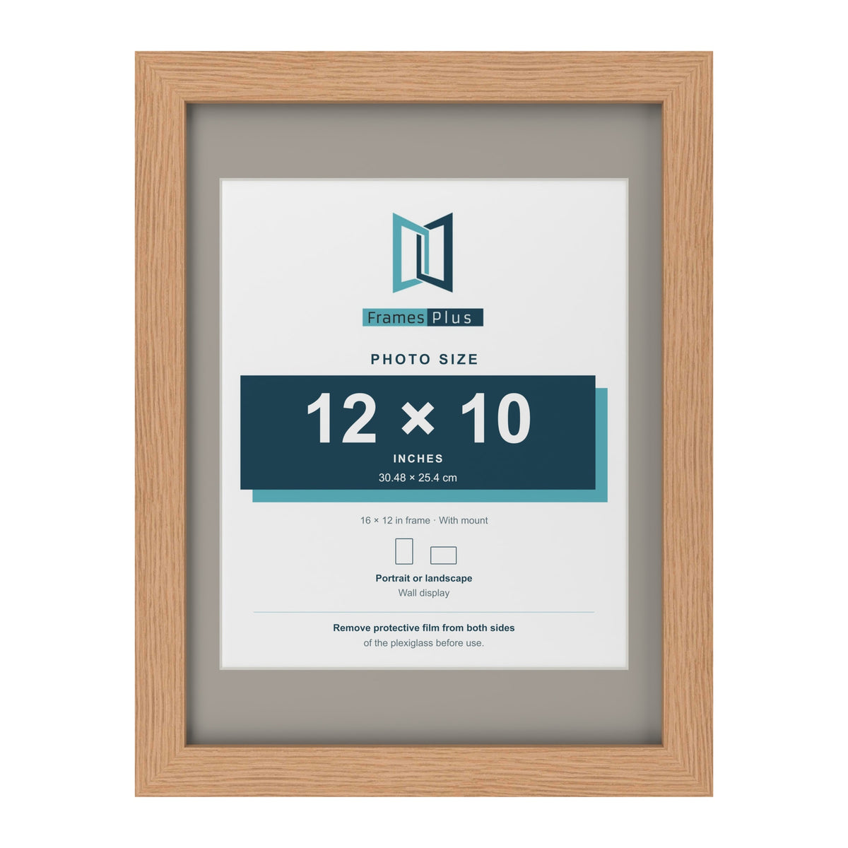 Oak 16 x 12 inch picture frame with a Dawn Grey mount for a 12 x 10 inch photo