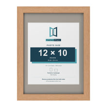 Oak 16 x 12 inch picture frame with a Dawn Grey mount for a 12 x 10 inch photo