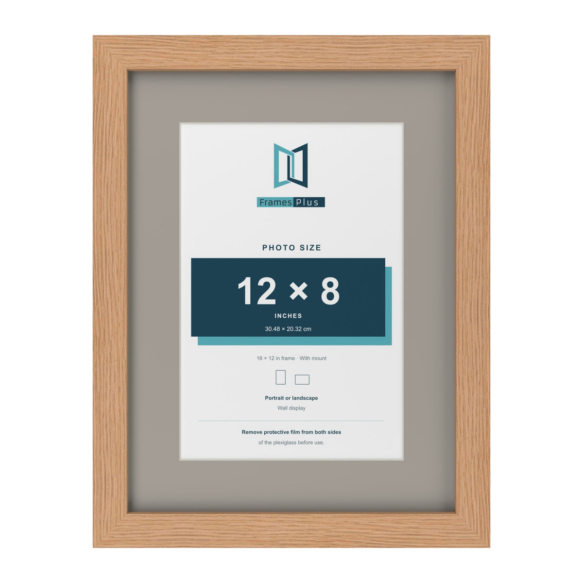 Oak 16 x 12 inch picture frame with a Dawn Grey mount for a 12 x 8 inch photo