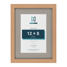 Oak 16 x 12 inch picture frame with a Dawn Grey mount for a 12 x 8 inch photo