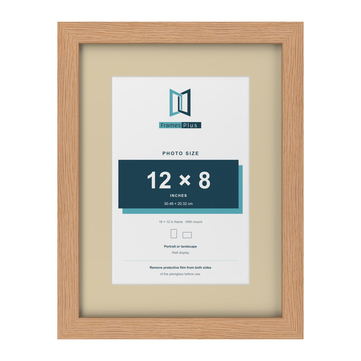 Oak 16 x 12 inch picture frame with an ivory mount for a 12 x 8 inch photo