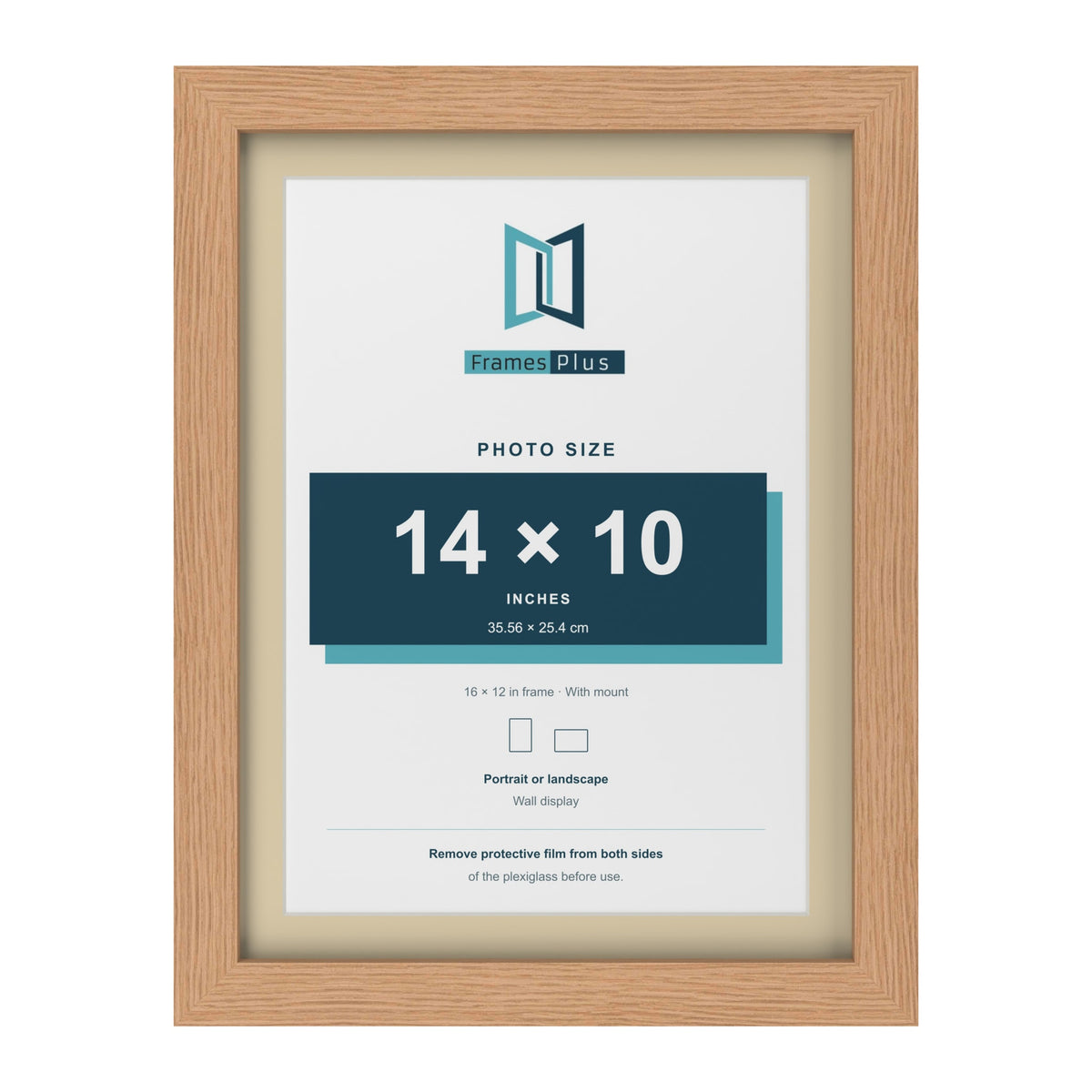 Oak 16 x 12 inch picture frame with an ivory mount for a 14 x 10 inch photo