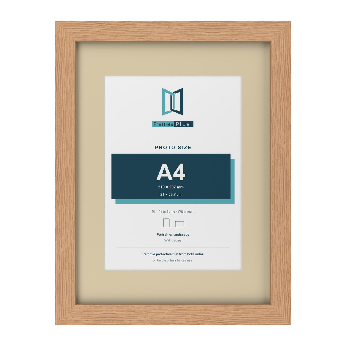 Oak 16 x 12 inch picture frame with an ivory mount for an A4 photo