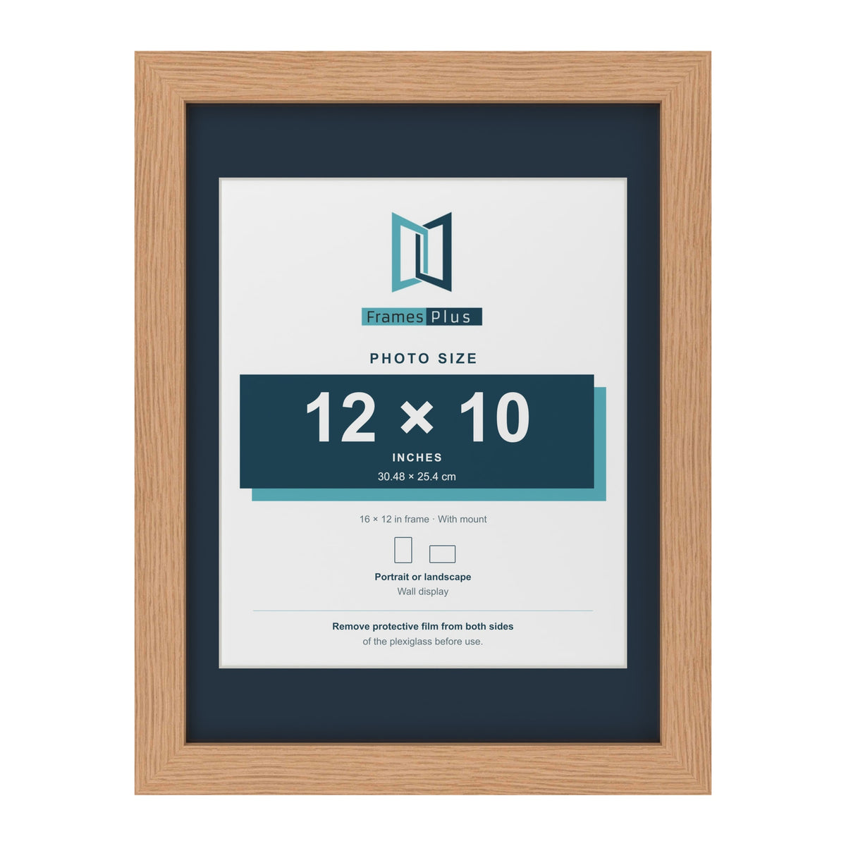 Oak 16 x 12 inch picture frame with a Pacific Blue mount for a 12 x 10 inch photo