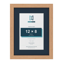 Oak 16 x 12 inch picture frame with a Pacific Blue mount for a 12 x 8 inch photo