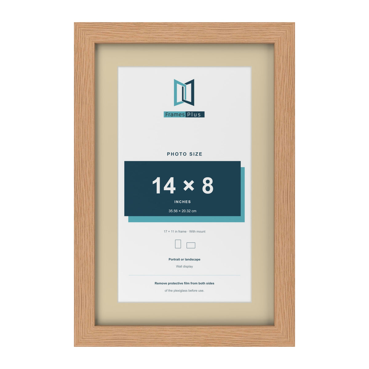 Oak 17 x 11 inch picture frame with an ivory mount for a 14 x 8 inch photo