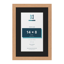 Oak 18 x 12 inch picture frame with a black mount for a 14 x 8 inch photo