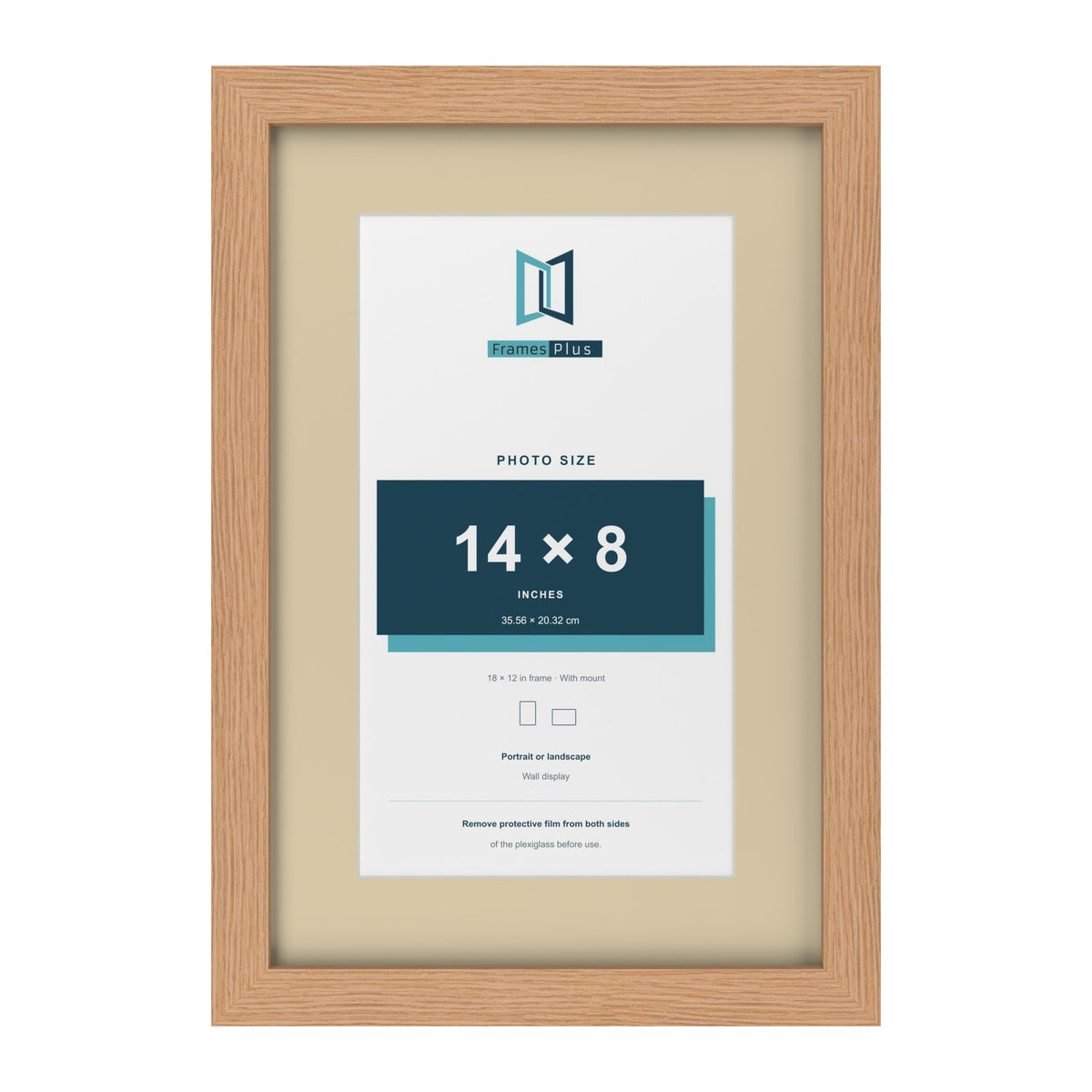 Oak 18 x 12 inch picture frame with an ivory mount for a 14 x 8 inch photo