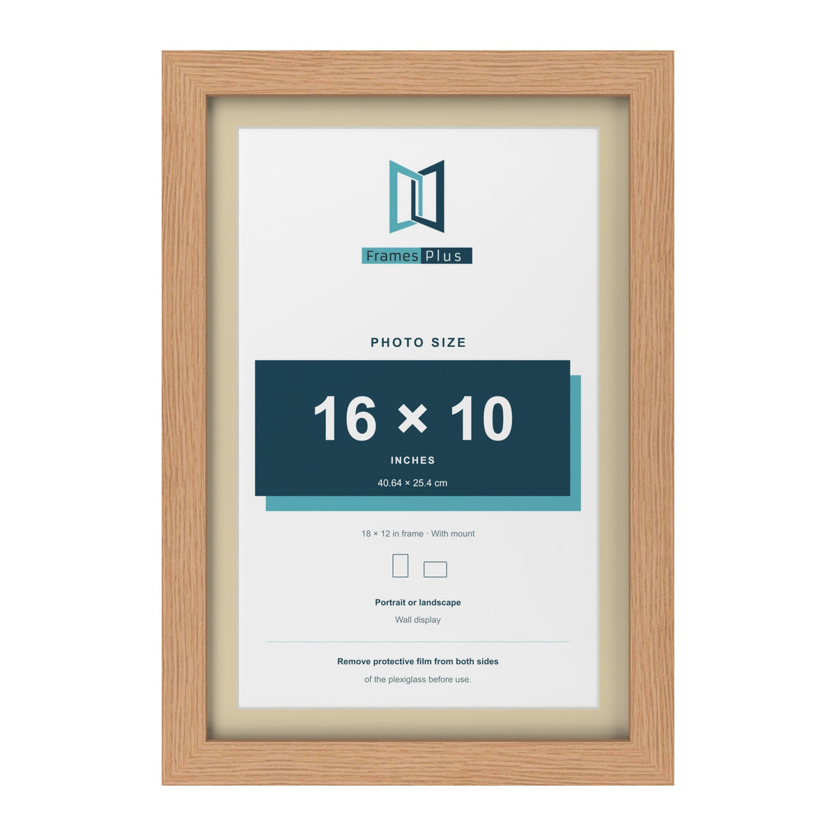 Oak 18 x 12 inch picture frame with an ivory mount for a 16 x 10 inch photo