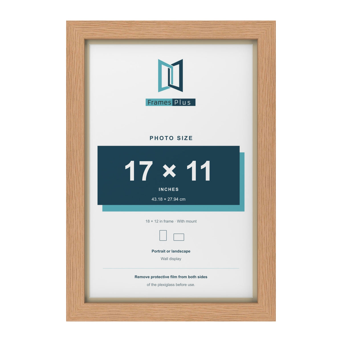 Oak 18 x 12 inch picture frame with an ivory mount for a 17 x 11 inch photo