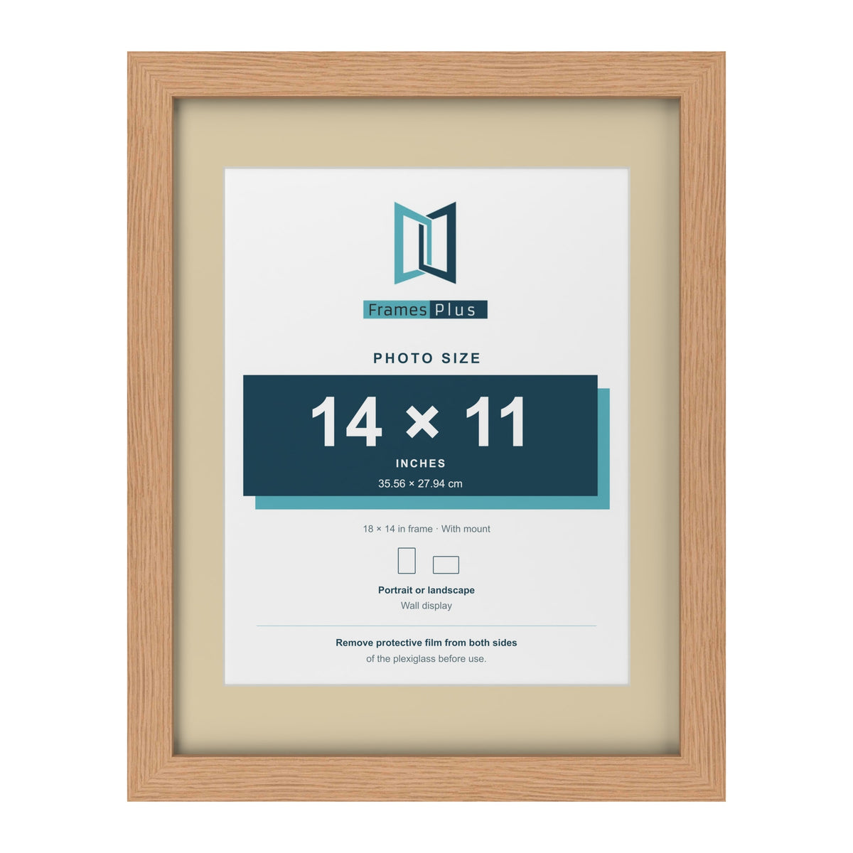 Oak 18 x 14 inch picture frame with an ivory mount for a 14 x 11 inch photo