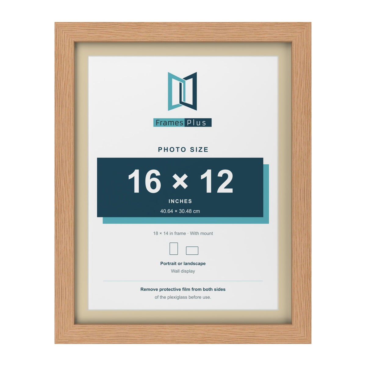 Oak 18 x 14 inch picture frame with an ivory mount for a 16 x 12 inch photo