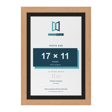 Oak 19 x 13 inch picture frame with a black mount for a 17 x 11 inch photo