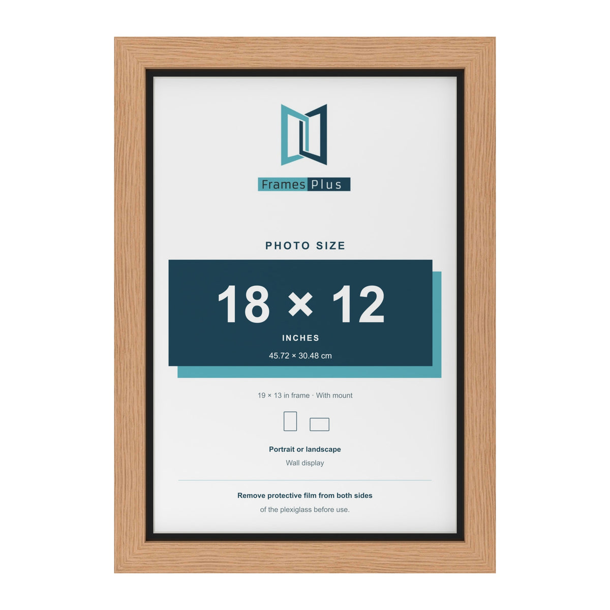 Oak 19 x 13 inch picture frame with a black mount for an 18 x 12 inch photo