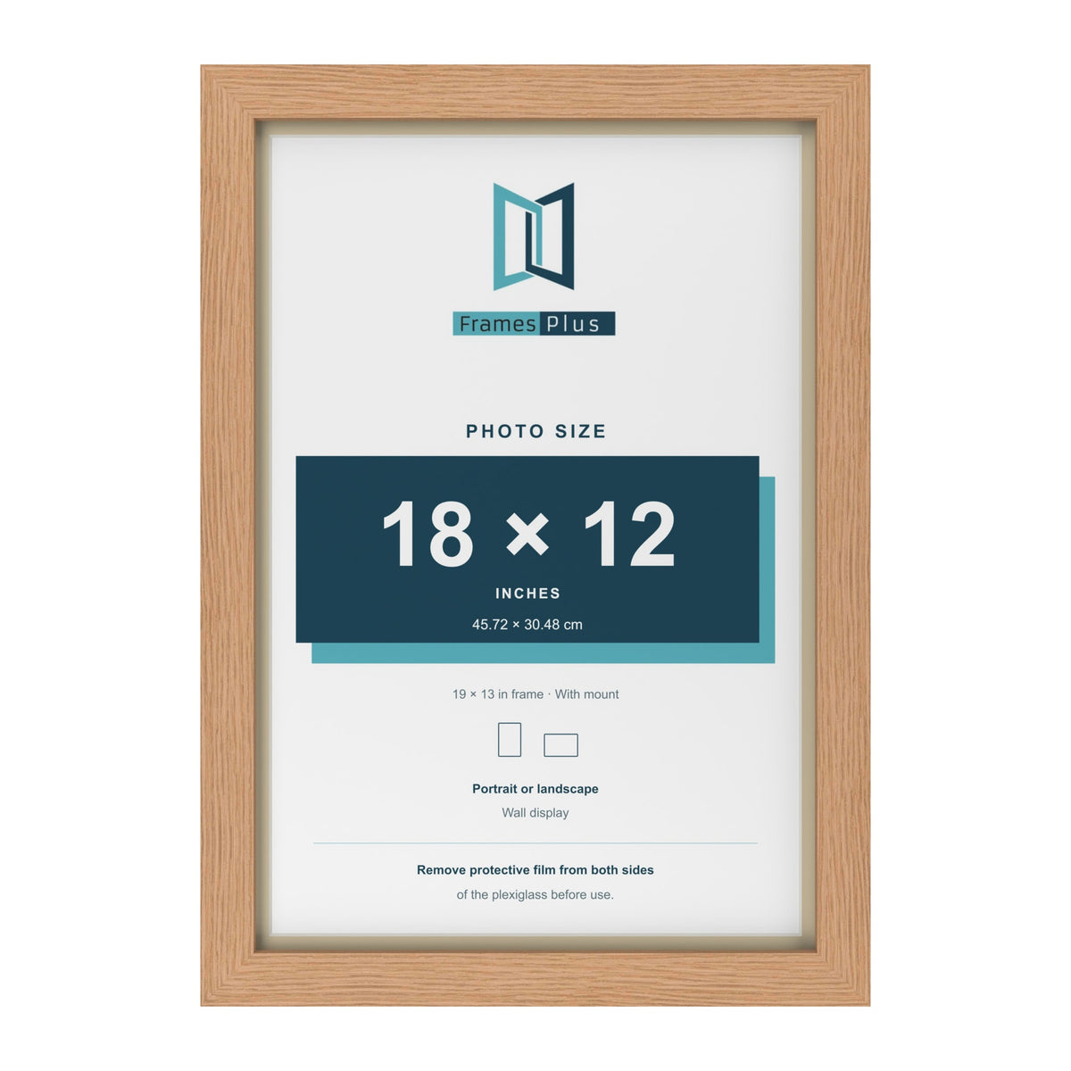 Oak 19 x 13 inch picture frame with an ivory mount for an 18 x 12 inch photo